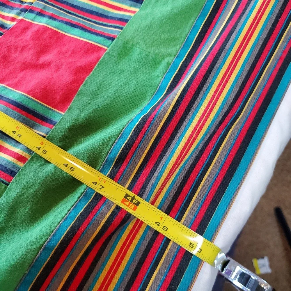 Block Square‎ Quilt Colorful Homemade 55X50 Patchwork Beading Africa Vibes